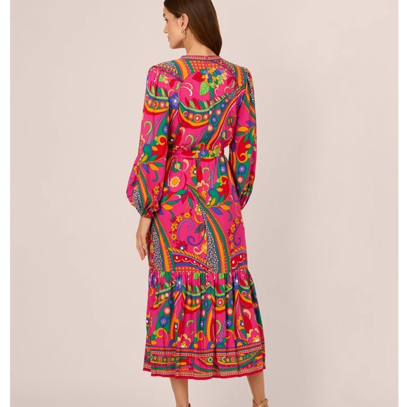 Adrianna Papell long sleeve retro midi dress - Picture 2 of 9
